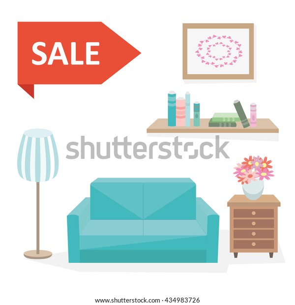 Set Furniture Sofa Dresser Lamp Submitted Stock Vector Royalty