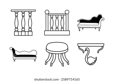 Set of furniture vector illustration, Furniture design