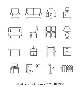 Set of Furniture Vector Line Icons