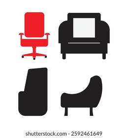 set of furniture vector silhouette. Set of Interior Design and Home Decoration Related furniture. wood , leather , furniture