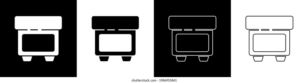 Set Fuse of electrical protection component icon isolated on black and white background. Melting breaking protective fuse.  Vector Illustration