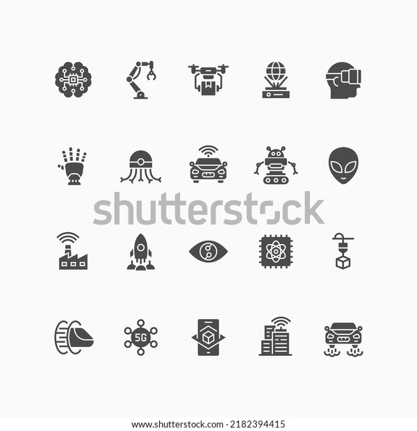 Set of future technology icons. For your
design, logo. Vector
illustration.