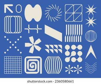 Set of futuristic, abstract and geometric vector elements for web, poster, cover, banner, landing page, background or branding