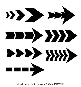 set of futuristic arrow direction vector design