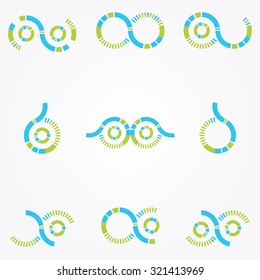 Set of  futuristic color objects on grey background. Vector illustration.