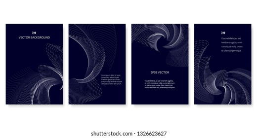 Set of Futuristic Cover Design Templates with Wavy Dots. EPS8.