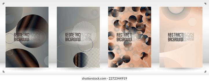 Set of Futuristic Cover with Gradient Mesh Holographic Circles. Future Minimal Web Design with Abstract Composition. Simple Style for your Business Poster.