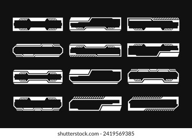 Set of futuristic cyberpunk element for a frame border lower third