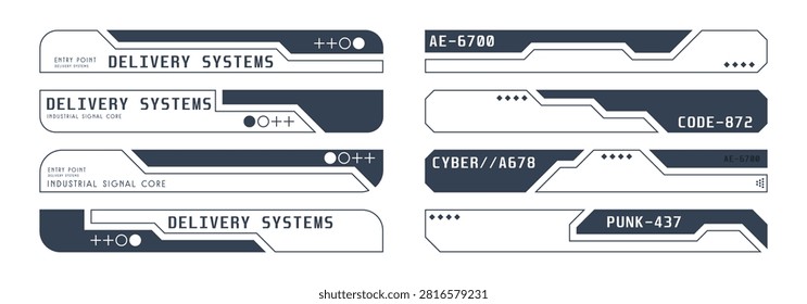 Set of futuristic digital interface bars and scifi lower thirds element HUD