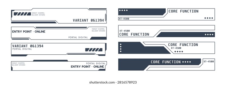 Set of futuristic digital lower thirds and information bars HUD element