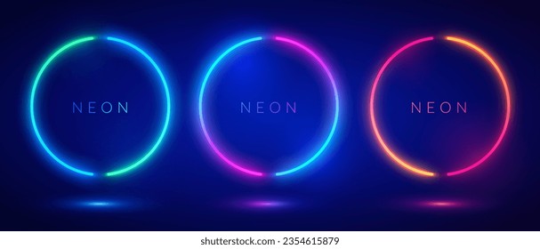 Set Of Futuristic Duo Colored Neon Rings