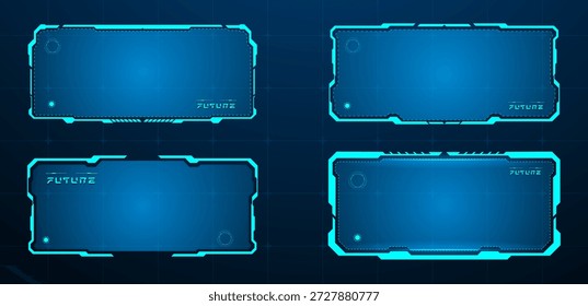 Set futurista elemento azul o caja de tecnología. Ilustración vectorial