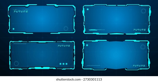 Set futurista elemento azul o caja de tecnología. Ilustración vectorial