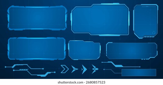 set futuristic element blue vector illustration editable