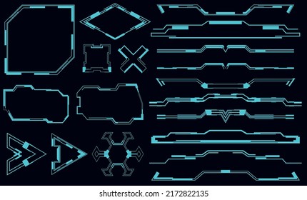Set of futuristic elements for the hud interface. Collection of vector sci-fi elements.