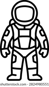 Set of futuristic faceless astronauts in space suits for science fiction and cosmic exploration concept, vector illustration
