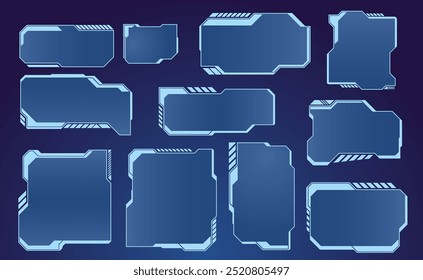 Set of futuristic frames for interface. Vector illustration. Sketch for creativity.