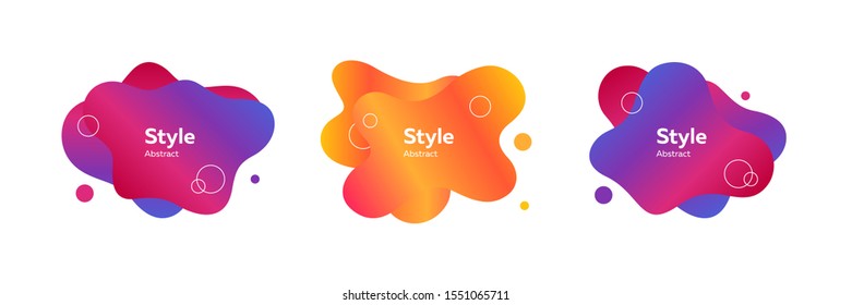 Set of futuristic geometric figures. Dynamical colored forms and lines. Gradient abstract banners with flowing liquid shapes. Trendy design for banners, flyers, presentation slides