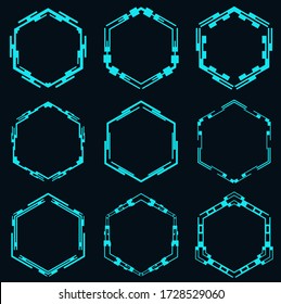 Satz futuristischer Hexagons für hud interface.Sci fi Interface Elements.Vector Illustration.