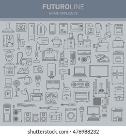 set of futuristic icons. appliances set in a linear style. infographics. vector illustration.