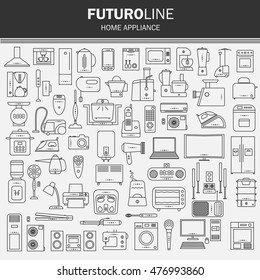 set of futuristic icons. appliances set in a linear style. infographics. vector illustration.