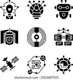 Set of Futuristic Icons for Technology and Innovation Inspired Designs.