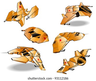 set of futuristic interceptors. vector 4