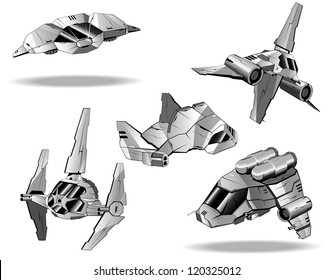 set of futuristic interceptors. vector 9