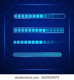 Conjunto de ícones de carregamento futurista. ícone de andamento da barra. Progresso do download. Ilustração vetorial.