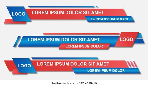 Set Futuristic Lower Thirds Set Template Vector. Template Layout Design Banner For Bar Headline News Title. Modern Design Style. Vector Illustration