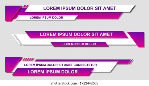 Set futuristic lower thirds set template vector. Template layout design banner for bar Headline news title. Modern design style. Vector illustration