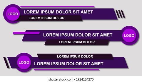 Set futuristic lower thirds set template vector. Template layout design banner for bar Headline news title. Modern design style. Vector illustration