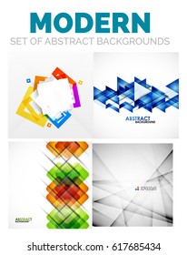 Set of futuristic modern abstract template, color translucent shapes with shadow effects