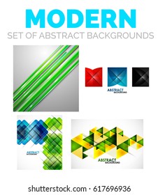 Set of futuristic modern abstract template, color translucent shapes with shadow effects