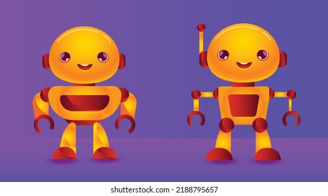 Set of Futuristic robot technology character and mascot design vector illustration