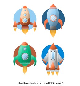 Set of futuristic rockets