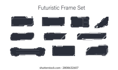 Set of Futuristic Sci-Fi User Interface Frames and High-Tech HUD Borders for Game Design and Digital Displays