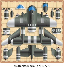 Set for a futuristic spaceship. Vector illustration.