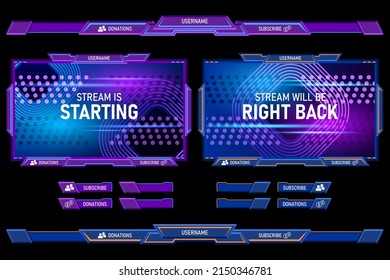 Set futuristic stream overlay geometric frames template vector