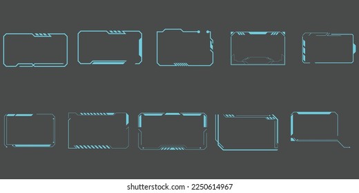 set of futuristic tech frame vector