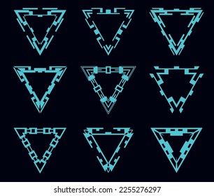 Set of futuristic triangles for the hud interface. Sci-Fi Technology Design.Vector illustration.