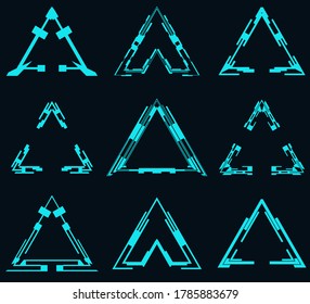 Set of futuristic triangles for the hud interface.Vector illustration.
