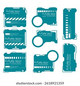 Set of futuristic UI elements for display panels and digital interfaces