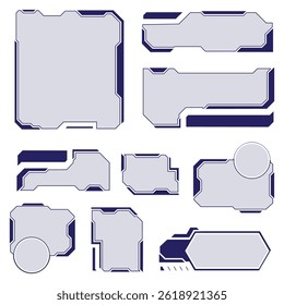 Set of futuristic UI elements for display panels and digital interfaces