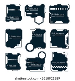 Set of futuristic UI elements for display panels and digital interfaces