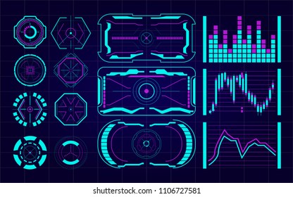 Set of Futuristic user interface Elements. HUD. hi-tech main. ui design hologram screens. Abstract technology background communication concept digital innovation background vector illustration