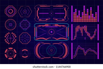 Set of Futuristic user interface Elements. HUD. hi-tech main. ui design hologram screens. Abstract technology background communication concept digital innovation background vector illustration