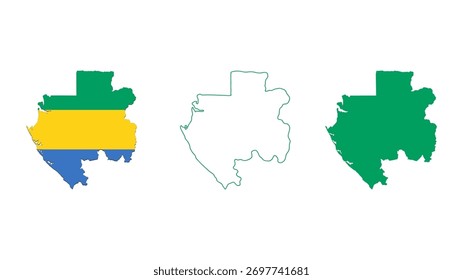 Conjunto de mapa de Gabón aislado sobre fondo blanco, diseño de ilustración