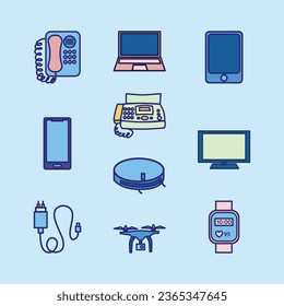 Juego de Ilustración de Línea Plana Cuta de Gadget
