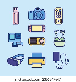 Juego de Ilustración de Línea Plana Cuta de Gadget
